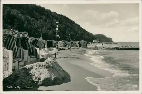 Ansichtskarte Sellin Strand mit Strandkörben 1936