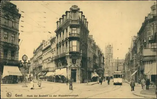 Postkaart Gent Ghent (Gand) Hoek der Brabant Vlanderernstraat 1913 