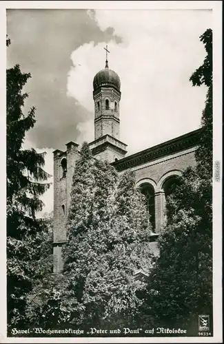 Ansichtskarte Wannsee-Berlin Havel Wochenendkirche Nikolskoe 1932 