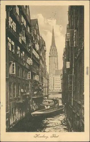 Ansichtskarte Hamburg Kähne in der Fleet 1916 
