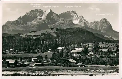 Ansichtskarte Krün Blick auf die Stadt 1942 