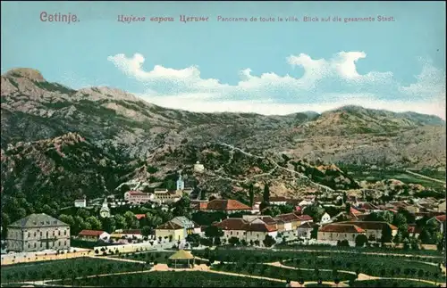 Postcard Cetinje Blick auf die Stadt 1913 