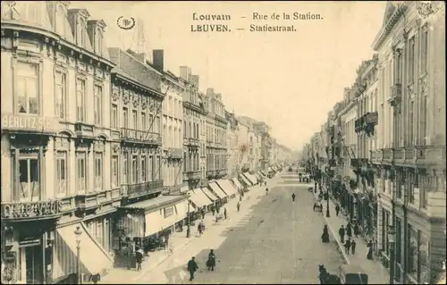 Postkaart Löwen Louvain Rue de la Station/Bahnhofstrasse 1917 