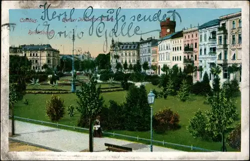 Ansichtskarte Cottbus Partie am Kaiser Wilhelm Platz - Reichsbank 1924 