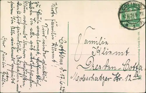 Ansichtskarte Cottbus Partie am Kaiser Wilhelm Platz - Reichsbank 1924 