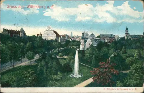Ansichtskarte Lutherstadt Wittenberg Stadt, Straße - Park 1915 