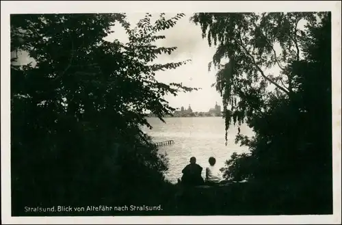 Ansichtskarte Stralsund Blick von Altefähr nach der Stadt 1942 