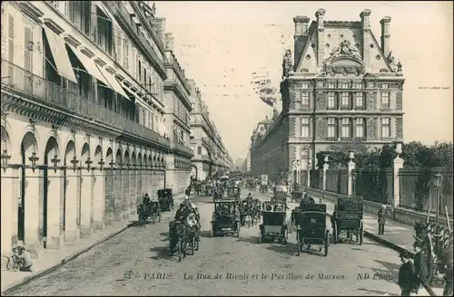 CPA Paris La Rue Rivali et le Pavillon Marsan 1912 