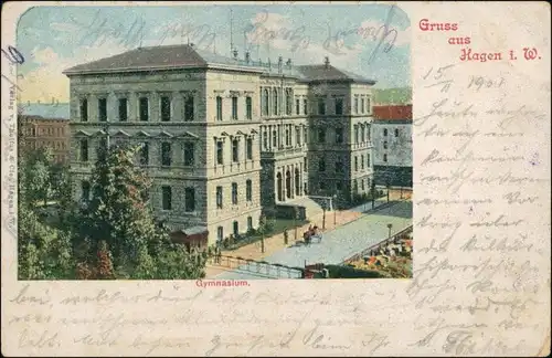 Ansichtskarte Hagen (Westfalen) Partie am Gymnasium 1902 