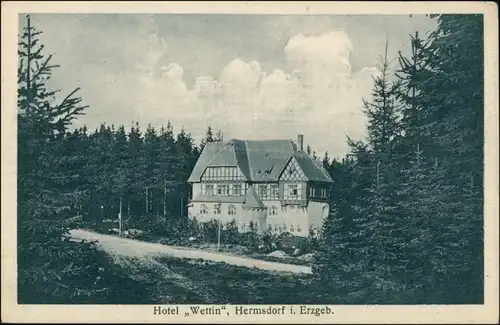 Ansichtskarte Hermsdorf (Ost-Erzgebirge) Partie am Hotel Wettin 1922 
