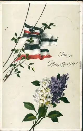 Ansichtskarte  Innige Pfingstgrüße! Patriotika - Blumen 1916 