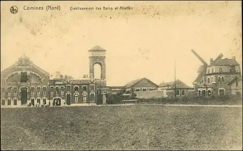 CPA Comines (Nord) Etablissement des Bains - Windmühle 1914 
