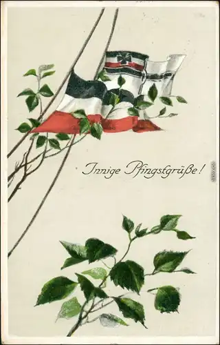 Ansichtskarte  Innige Pfingstgrüße! Patriotika - Birken 1916 