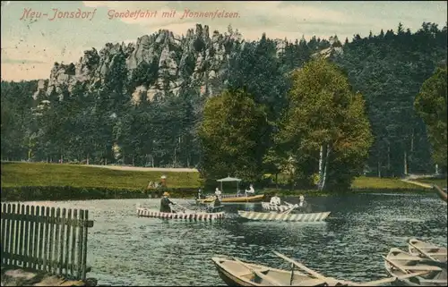Ansichtskarte Jonsdorf Gondelfahrt mit Nonnenfelsen 1910 