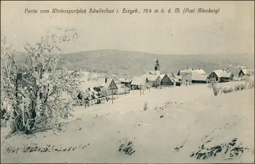 Ansichtskarte Schellerhau-Altenberg (Erzgebirge) Winter - Straßenpartie 1909 