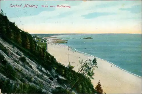 Misdroy Międzyzdroje Blick vom Kaffeeberg auf den Strand 1911 