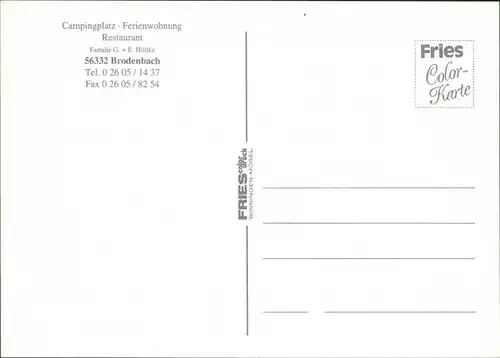 Ansichtskarte Brodenbach Campingplatz - Ferienwohnung Restaurant Höltke 1990