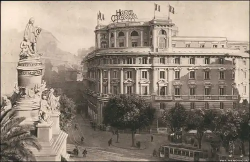 Cartoline Genua Genova (Zena) Straßenpartie Hotel Colombia 1930 