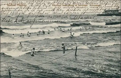 Misdroy Międzyzdroje Wellenschlag im Herrenbad - Brückenkopf 1909 