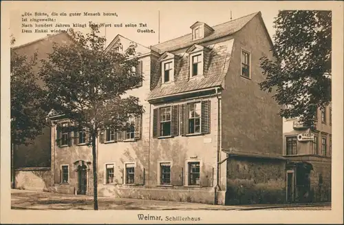 Ansichtskarte Weimar Partie am Schillerhaus 1922 