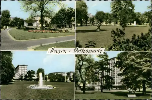 Ansichtskarte Hagen (Westfalen) Partie im Volkspark - 4 Bild Hochhäuser 1962 