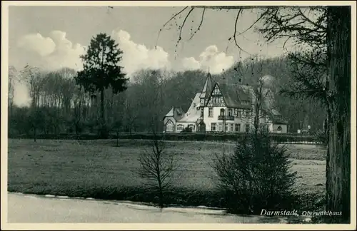 Ansichtskarte Darmstadt Partie am Oberwaldhaus 1938 