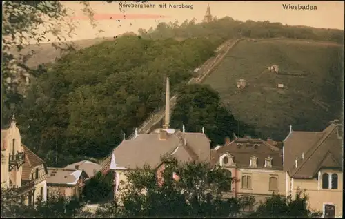 Ansichtskarte Wiesbaden Villen - Nerobergbahn 1906 