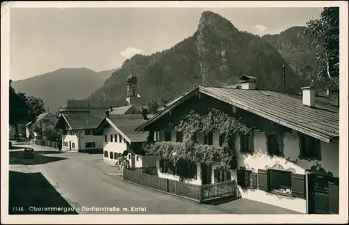 Ansichtskarte Oberammergau Partie in der Dedlerstrasse 1950 