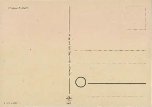 Altstadt-Dresden Künstlerkarte v. Gv. - Dresdner Zwinger und Rosen 1946