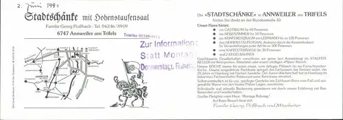 Ansichtskarte Annweiler am Trifels Die Stadtschänke 1991