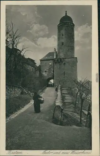 Bautzen Budyšin Frau mit Korb zum Neutor mit neue Wasserkunst 1926