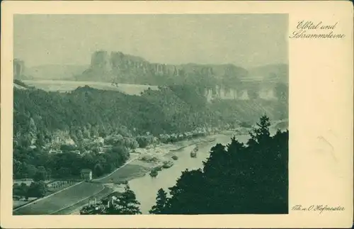 Ansichtskarte Bad Schandau Elbtal und Schrammsteine, Elbdampfer 1928