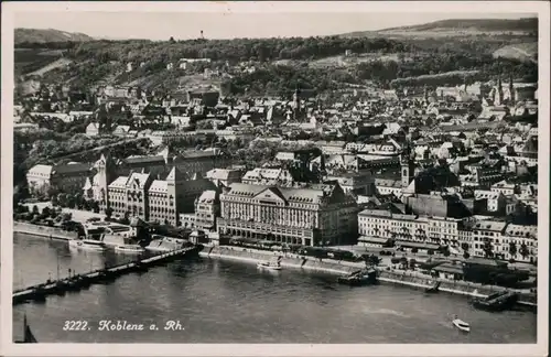 Ansichtskarte Koblenz Schiffbrücke und Fähren 1934