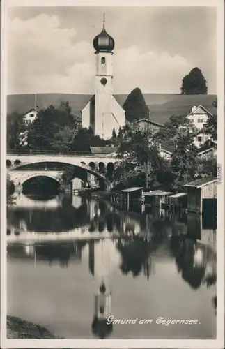 Ansichtskarte Gmund am Tegernsee Brücken und Fluss 1930
