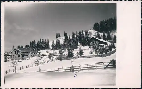 Foto  Bauden im Winter mit Bäumen 1953 Privatfoto