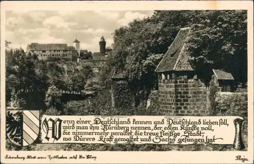 Ansichtskarte Nürnberg Spittlertor und Burg 1947