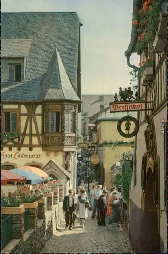 Ansichtskarte Rüdesheim (Rhein) Drosselgasse belebt 1972