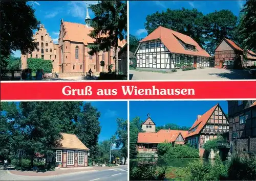 Ansichtskarte Wienhausen Gruss aus ... Kirche und Fachwerkhäuser 1995