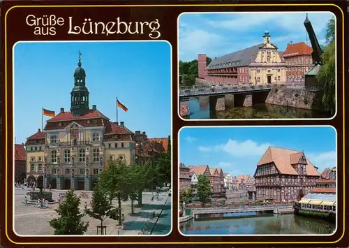 Ansichtskarte Lüneburg Grüße aus ..., Rathaus, Brücken 1995