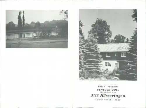  Hösseringen-Suderburg Faltblatt: Pension Bertold Zoll 1980 