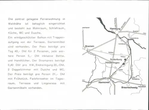  Hösseringen-Suderburg Faltblatt: Pension Bertold Zoll 1980 