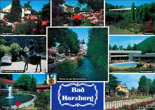 Ansichtskarte Bad Harzburg Bergbahn, Kurhaus, Thermalbad, Weiße Brücke 1994