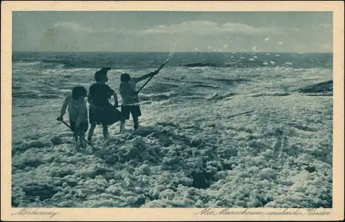 Ansichtskarte Norderney Mit Meerschaum spielende Kinder 1924 