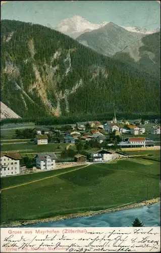 Ansichtskarte Mayrhofen Blick auf die Stadt 1904 