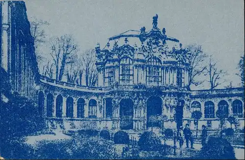 Innere Altstadt-Dresden Silberkarte - Bludruck, Zwinger 1915 Silber-Effekt