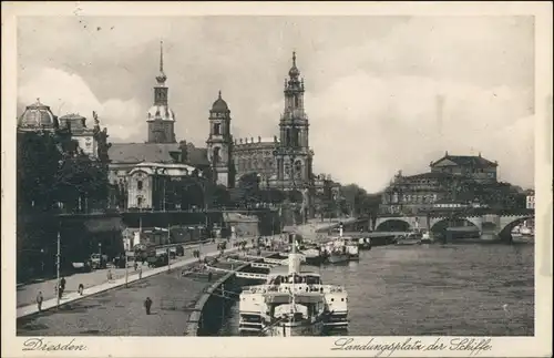 Ansichtskarte Innere Altstadt-Dresden Landungsplatz Elbdampfer 1934 
