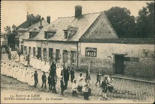 CPA Liesse-Notre-Dame Chocolat IBLED - Procession 1914