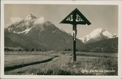 Ansichtskarte Igls Selrs und Habicht, Wegkreuz 1930 