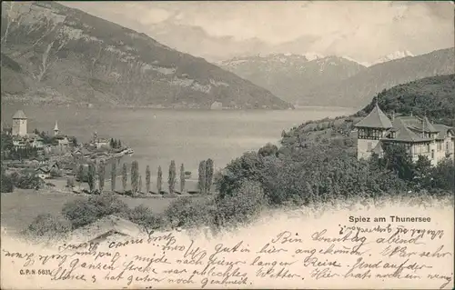 Ansichtskarte Spiez Villa - Thunersee 1907 