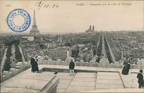CPA Paris Eiffelturm - Panorama pris de Arc de Triomphe 1909 
